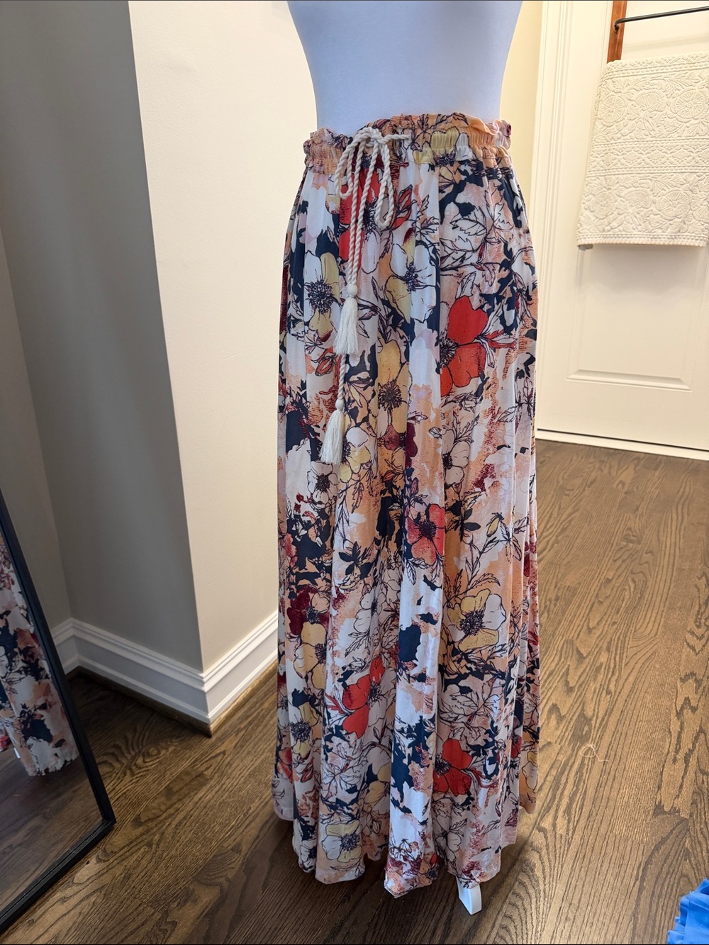 Floral Drawstring Maxi Skirt - Multi Floral